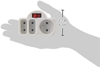 Adapteur Fiche Multiprise Triplite avec Interrupteur, 3 Prise (1x16A, 2x6A), Blanc