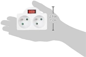 Adapteur Fiche Multiprise Biplite avec Interrupteur 2 Prise 16A, Blanc