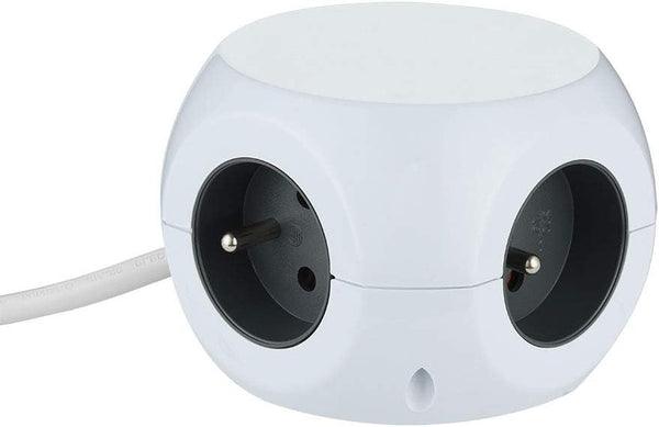Mini Cube avec 3 Ports USB 2.4A, Bloc 3 Prises avec Interrupteur, Rallonge Multiprise 3M, Blanc
