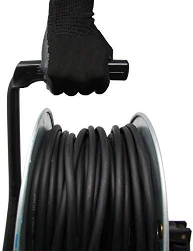 Enrouleur Jardin Professionnel avec Prolongateur en métal avec Platine Fixe, 40m, H05VV-F 3G1.5m㎡, avec Guide pour Le câble, Rouge