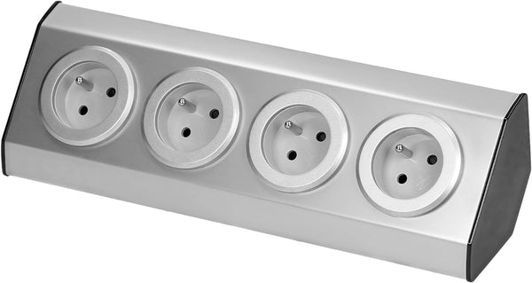 Bloc Multiprise de Cuisine à câbler en acier inoxydable, 4 Prises Françaises 16A 2P+T