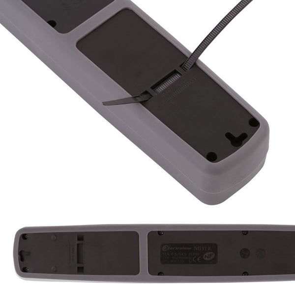 Bloc Multiprise 5 prises et 2 USB, Couverture en silicone protection contre chocs, Câble 2M, Fiche plat, Couleurs Blanc et Gris, Blanc et Bleu, Noir et Gris, Noir et Blue