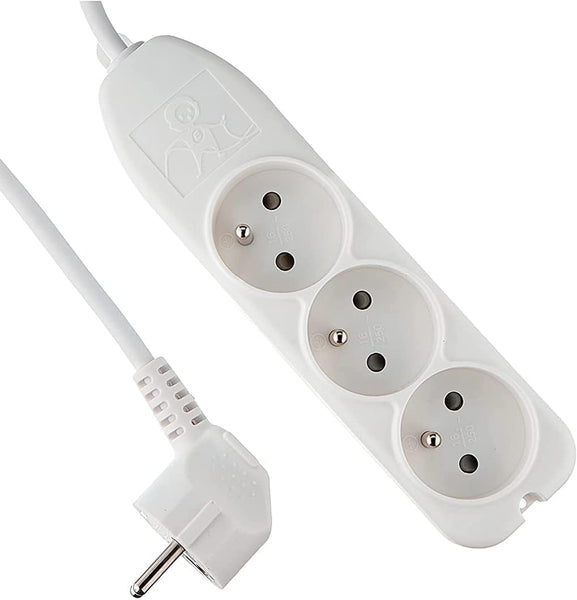 Bloc Multiprises 3 Prises Longueur 1,5m, Section 3G1 mm², Blanc