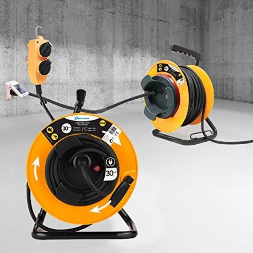 Enrouleur Electrique Professional, 3G1,5mm, 30m, avec Bloc 4 Prises Mobile, Platin Fixe, Jaune/Noir