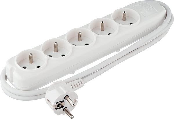 Basic Bloc Multiprises 5 Prises Section 3G1 mm², Blanc, Longueur 1,5m