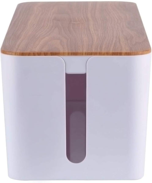 Boîte de Rangement pour Câbles avec Bloc Multiprise 6 Prises 16A, 1,5m, Noir/Blanc
