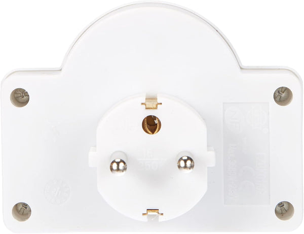 Adapteur Fiche Multiprise Biplite avec Interrupteur 2 Prise 16A, Blanc