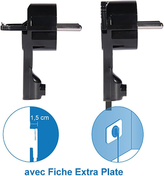Bloc 5 prises avec interrupteur/fiche plate 1,5m, Blanc/ Noir