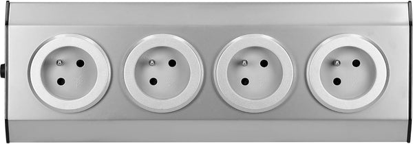 Bloc Multiprise de Cuisine à câbler en acier inoxydable, 4 Prises Françaises 16A 2P+T