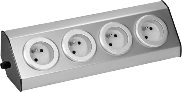 Bloc Multiprise de Cuisine à câbler en acier inoxydable, 4 Prises Françaises 16A 2P+T