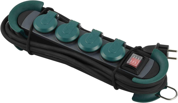 Bloc Multiprises Étanche Professionnel avec Enrouleur de câble, 4 Prises 16A, Câble en Caoutchouc 4m, H07RN-F 3G1,5 mm², IP44