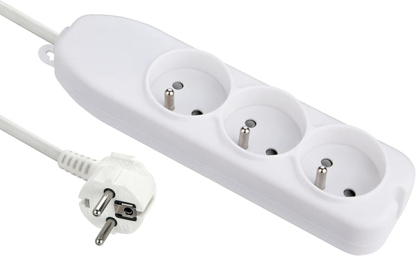 Bloc Multiprises 3 Prises Longueur 1,5m, Section 3G1 mm², Blanc