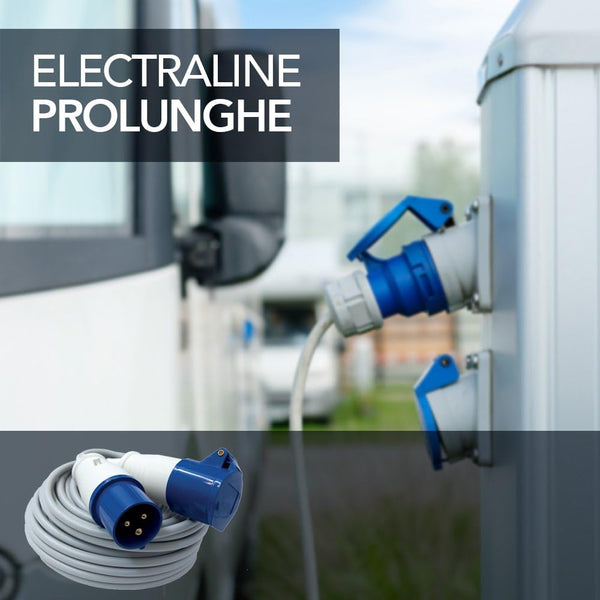 Rallonge 10m/20m Prise industrielle Fiche IEC 3 pôles Convient pour camping-car, camping, caravane, bateau, chantier-Gris, IP40