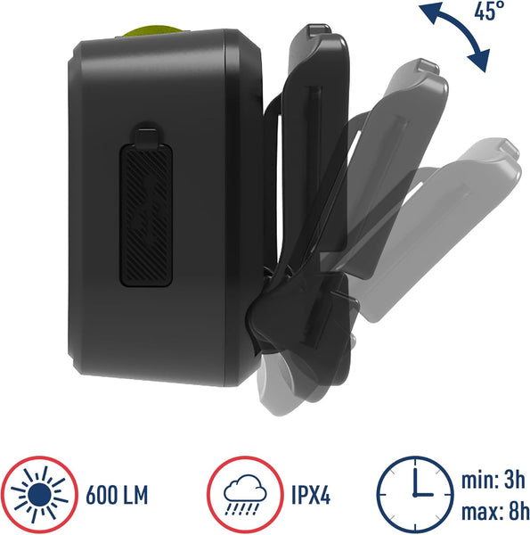 Lampe frontale LED compacte 600 Lumen, Batterie rechargeable 1000mAh