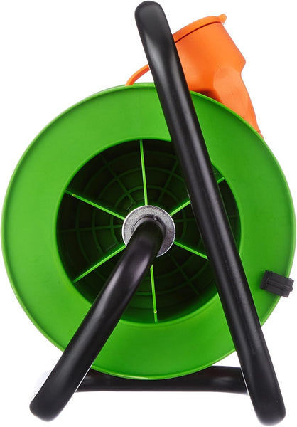 Rallonge Prolongateur Jardin 15M avec enrouleur 16A - Section 2x1,5 mm² Orange/Vert