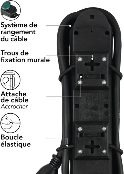 Bloc Multiprises Étanche Professionnel avec Enrouleur, 3 Prises avec Capuchon 16A Françaises, Câble en Caoutchouc H07RN-F 3G1.5 mm², Longueur 1.5m, IP44