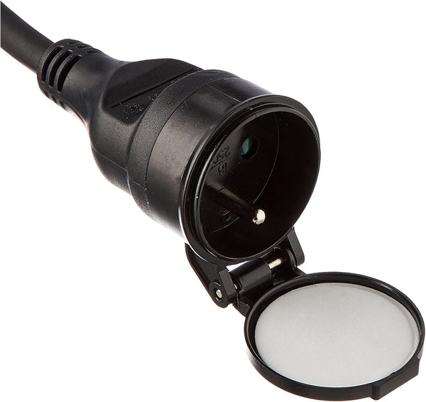 Rallonge Prolongateur électrique IP44 avec clapet étanche 5M/10M/25M/40M Noir - Câble H07RN-F - Section 3G1.5 mm²