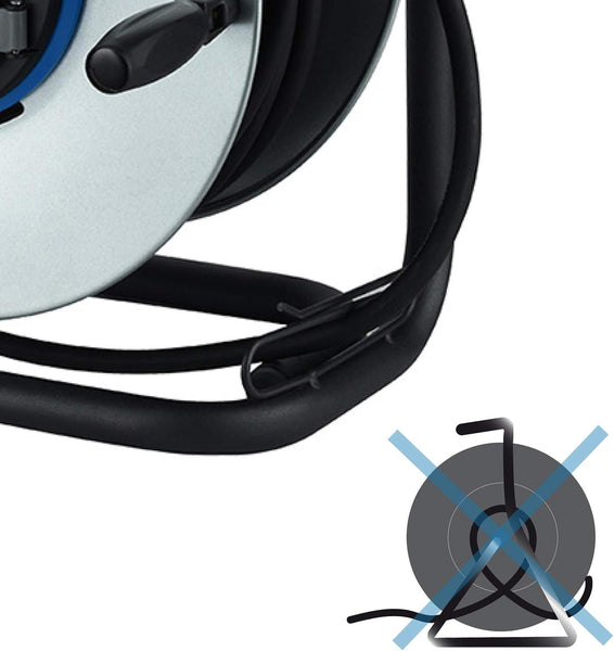 Enrouleur electrique professionnel water proof, IP44,  câble en caoutchouc 3G2.5m㎡ pour chantier, en Métal, 4 Prises avec guide pour le câble, Noir