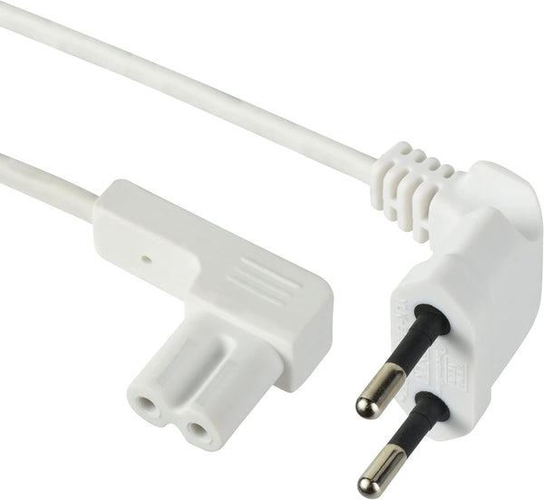 Câble d'alimentation Audio, vidéo, Radio, Sonos Play, Coudé fiche euro vers prise double femelle Type C7, Longueur 1M/1.8M/ 3M, Blanc