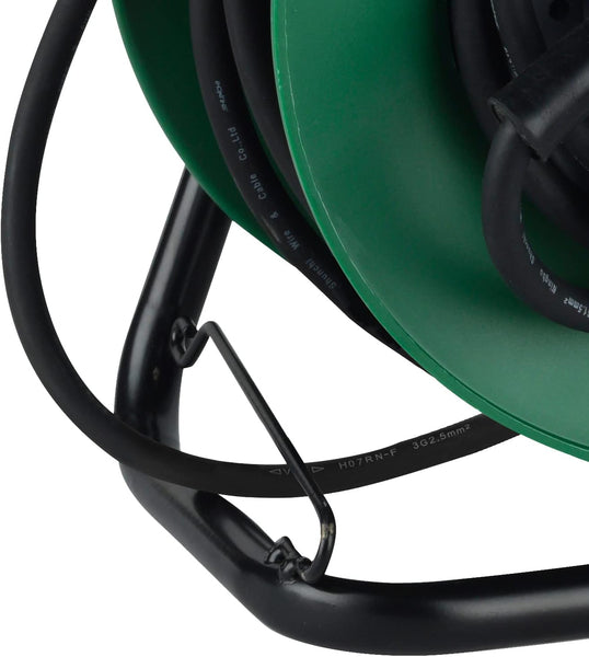 Rallonge Electrique en Caoutchouc avec Enrouleur de Câble Car, Camping, Caravane, avec Fiche CEE tripolaire et Un Price Industrielle IEC-IP44, Vert/Noir, 25m