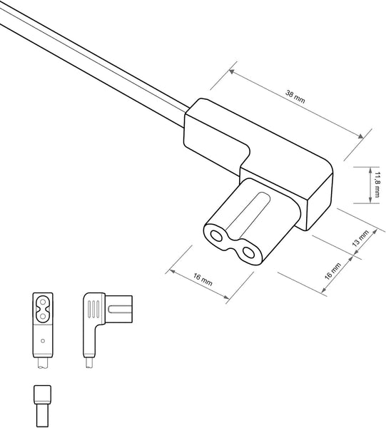 Câble d'alimentation Audio, Vidéo, Radio, Sonos Play, Coudé fiche euro vers prise double femelle Type C7, Longueur 1M/1,8M/3M/5M, Noir