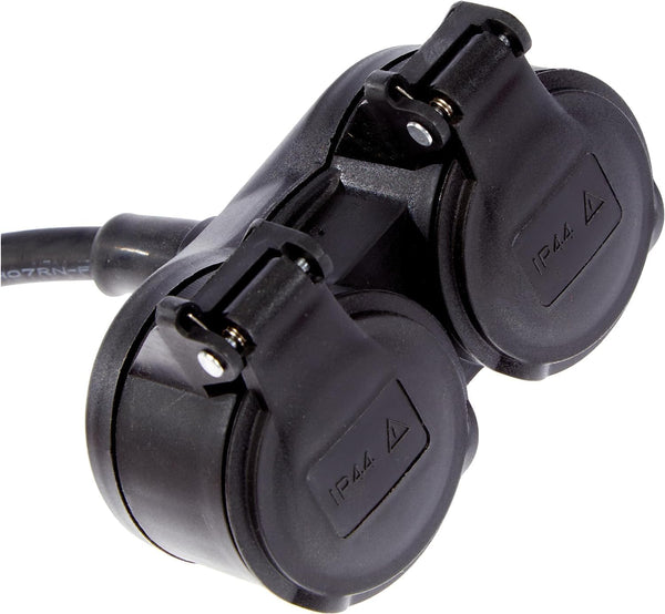 Rallonge Professionnel Biplite, multiprise 2 prises avec capuchon, 5m câble H07RN-F 3G1.5mm²