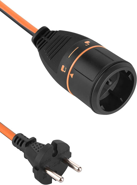 Rallonge Prolongateur du Jardin 20m/40m 2x1.5mm européenne Electralock équipée d'un système de Verrouillage qui empêche la déconnexione fiche-Prise, Noir/Orange