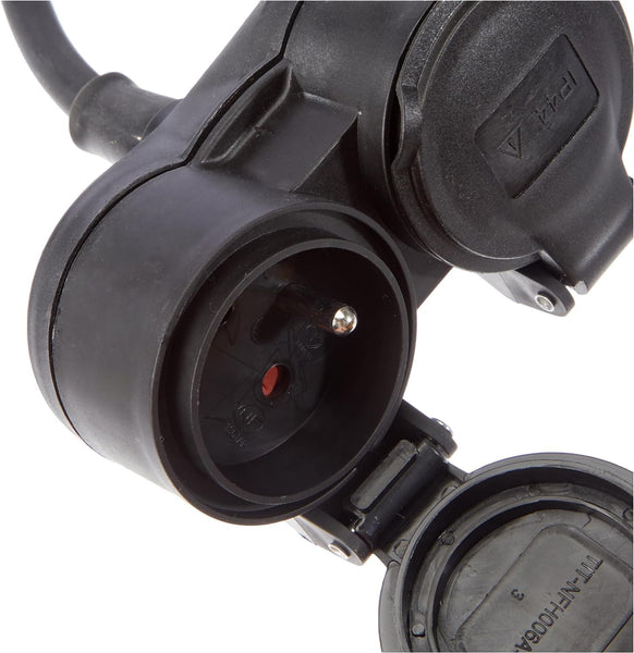 Rallonge Professionnel Biplite, multiprise 2 prises avec capuchon, 5m câble H07RN-F 3G1.5mm²