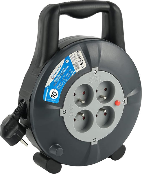 Enrouleur Rallonge Ménager Domestique 5m/10m 16A,Câble H05VV-F, Section 3G1,5 mm²