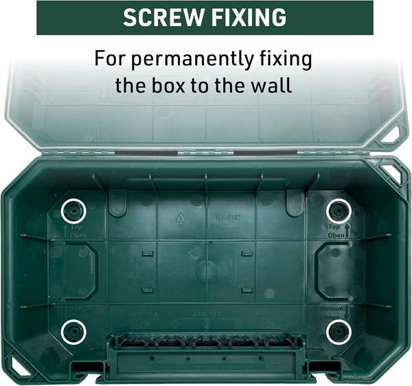 Boîte de protection étanche pour extérieure résistant aux intempéries IP54 avec Bloc Multiprise inclus 4 prises IP44 avec capuchons, Câble de 5m H05RR-F 3G1.5,Vert, X-Large