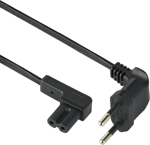 Câble d'alimentation Audio, Vidéo, Radio, Sonos Play, Coudé fiche euro vers prise double femelle Type C7, Longueur 1M/1,8M/3M/5M, Noir