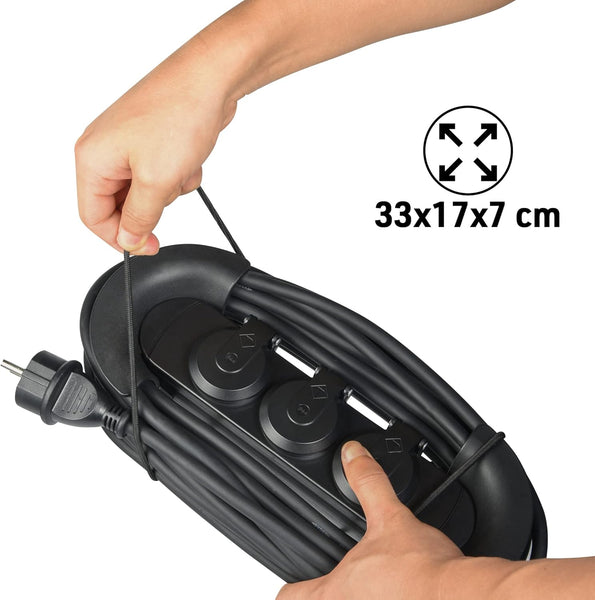 Bloc Multiprises Étanche Professionnel Outdoor avec Rallonge électrique 10m, 3 Prises 16A, Câble 10m H05RR-F 3G1.5, IP44 IK09 ultra-robustes, idéal pour chantiers, garages et jardins
