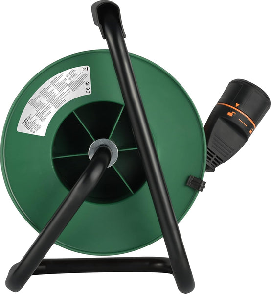 Rallonge Prolongateur Jardin avec Enrouleur 20m/40m, 2x1.5 mm avec prise européenne Electralock équipée d'un système de verrouillage, Noir / Orange