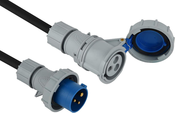Industrial Rallonge en Caoutchouc 10m/20m/30m Prise Industrielle CEE adaptée, Camping, Caravane, Bateau, Chantier, IP67, Câble H07RN-F Section 3G2,5 mm²