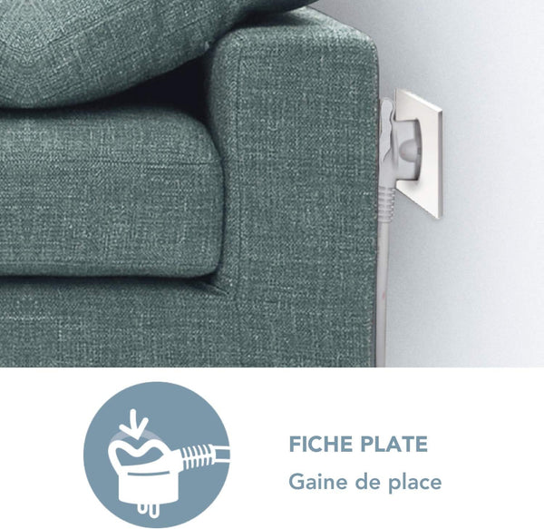 Bloc 3 Prises, enrouleur de câble, avec interrupteur et fiche plate. Rallonge Multiprise 3m, Noir