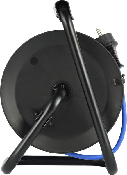 Rallonge Prolongateur électrique Outdoor Profesionnelle avec Enrouleur 25M, Câble spécial AT-N05V3V3-F 3G1.5, utilisable jusqu'à -35 °C, résistant aux UV, huiles, 4 Prises 16A IP44