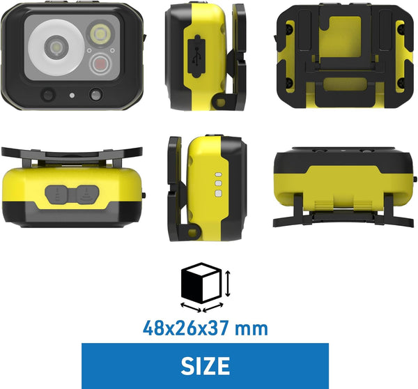 Lampe frontale LED 3W, détecteur de mouvement, 220 lm, 600 mAh, rechargeable, 4 modes