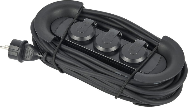 Bloc Multiprises Étanche Professionnel Outdoor avec Rallonge électrique 10m, 3 Prises 16A, Câble 10m H05RR-F 3G1.5, IP44 IK09 ultra-robustes, idéal pour chantiers, garages et jardins