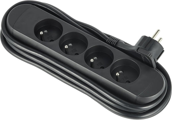 Bloc Multiprises 4 Prises Françaises avec Enrouleur Prises 16A, Câble 3m, H05VV-F 3G1.5 mm², Fiche plate