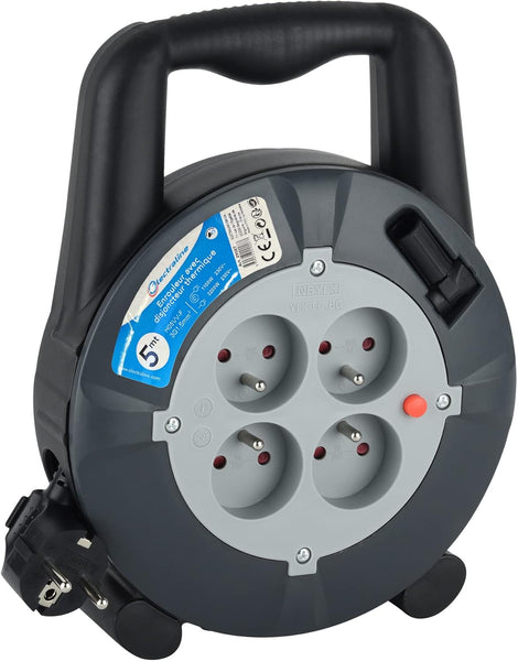 Enrouleur Rallonge Ménager Domestique 5m/10m 16A,Câble H05VV-F, Section 3G1,5 mm²