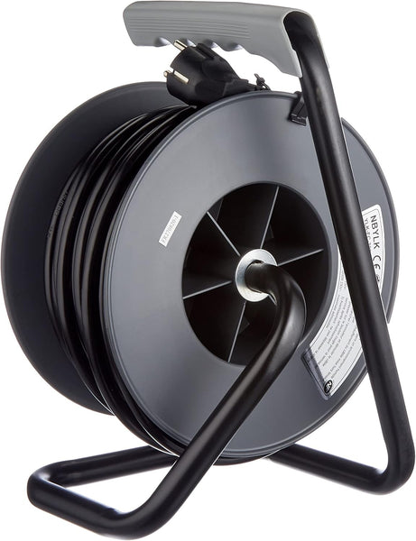 Rallonge Prolongateur électrique 25M/30M avec enrouleur 4 Prises 16 A, section 3G1,5 mm², Gris