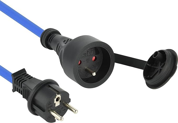 Rallonge Prolongateur électrique 5M/10M/20M Outdoor Profesionnelle IP44, Câble spécial AT-N05V3V3-F 3G1.5, utilisable jusqu'à -35 °C, résistant aux UV, huiles et températures ectrêmes
