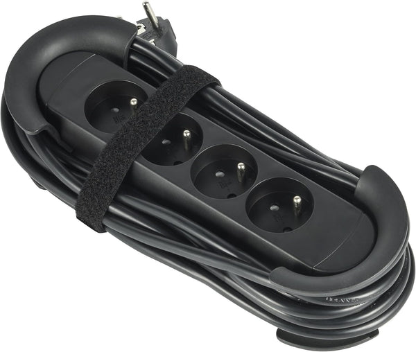 Prise française professionnelle 4 prises avec enrouleur 16 A, câble de 5 m, H05VV-F 3G1,5 mm², fiche plate