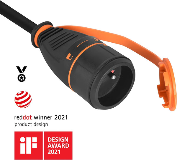 Rallonge Prolongateur IP44 5m/10m/20m en Caoutchouc H07RN-F 3G1.5mm Femelle Français Electralock équipée d'un système de Verrouillage qui empêche la déconnexione fiche-Prise, Noir