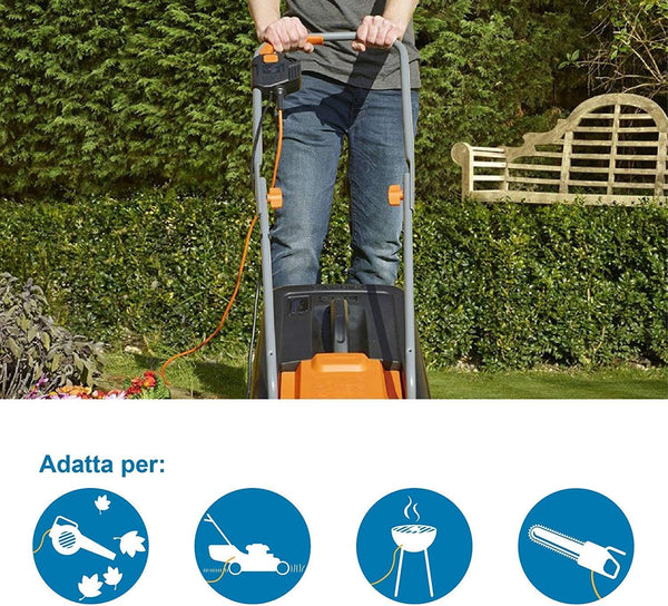 Rallonge Prolongateur,30m, Prise et connecteur européen, Convient aux appareils de Jardinage, avec Protection et Tambour Fixe, Section de câble 2x1,5 mm², Vert