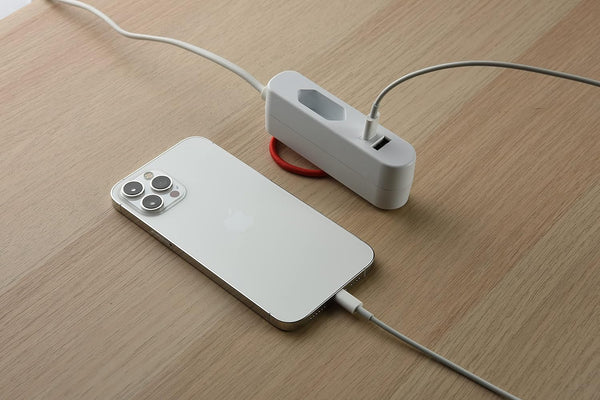 Extension électrique Adaptateur de Voyage européen (Type Europlug C) / Chargeur de Charge Rapide Portable avec 2 Ports USB 2.4A (1 USB type A + 1 USB type C), 1.5M de câble, Blanc