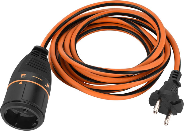 Rallonge Prolongateur du Jardin 20m/40m 2x1.5mm européenne Electralock équipée d'un système de Verrouillage qui empêche la déconnexione fiche-Prise, Noir/Orange
