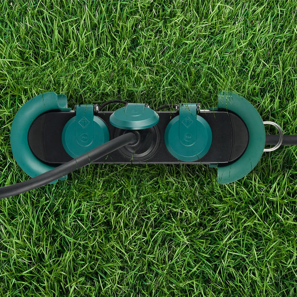 Bloc Multiprises Étanche Professionnel avec Enrouleur, 3 Prises avec Capuchon 16A Françaises, Câble en Caoutchouc H07RN-F 3G1.5 mm², Longueur 3m, IP44